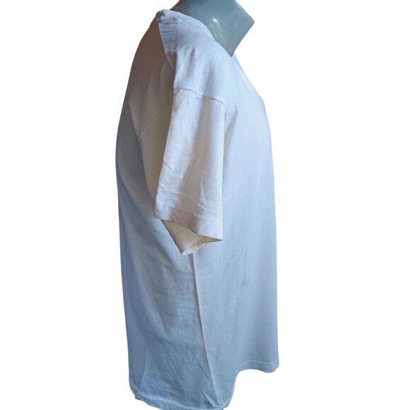 XL Vintage T-Shirt Single Stitch Fruit Of The Loom V-Neck White Cotton Grunge - Picture 4 of 6